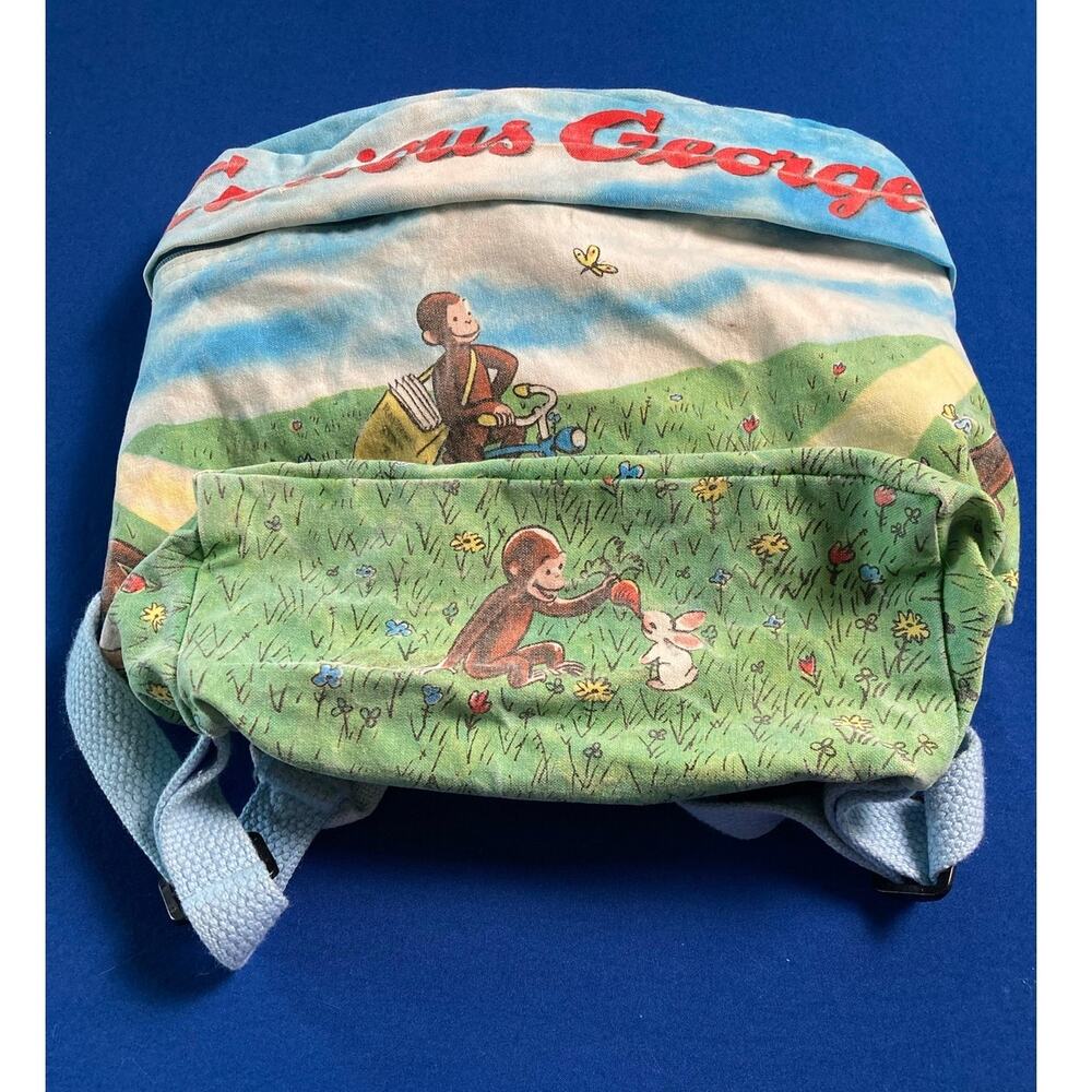 Vintage The Toy Works Curious George Denim Backpack - Picture 3 of 11